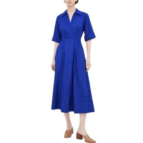 Odeeh Dresses & Skirts - Odeeh Cobalt Blue Cotton Fit Flare Midi Dress Short Sleeve Size 32 / XS